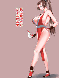 Rule 34 | 1girl, breasts, fatal fury, highres, large breasts, ponytail, shiranui mai, smile, solo