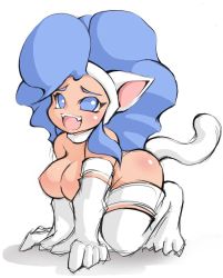 Rule 34 | all fours, animal ears, blush, breasts, capcom, felicia (vampire), large breasts, noise (lesion949), smile, tail, vampire (game)