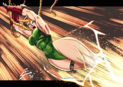 Rule 34 | 1girl, antenna hair, artist name, artist request, attack, bare shoulders, blonde hair, blue eyes, braid, breasts, cammy white, capcom, covered navel, curvy, emphasis lines, gloves, green leotard, groin, hat, highleg, highleg leotard, highres, jumping, kicking, large breasts, leotard, lips, long hair, looking at viewer, night, red gloves, red hat, ryona, shiny clothes, solo, street fighter, street fighter v, thighs, thong leotard, twin braids, very long hair, wide hips