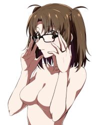 Rule 34 | 1girl, azami masurao, breasts, glasses, highres, medium breasts, no nipples, nude, tsukihime, twintails, yumizuka satsuki