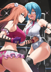 Rule 34 | 2girls, catfight, commission, dead or alive, holiday (pangjelly), honoka (doa), multiple girls, nico (doa), pixiv commission, punching, ryona, stomach punch, tagme, vomit
