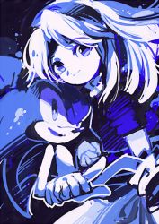 Rule 34 | 1boy, 1girl, animal nose, aoki (fumomo), blue background, blue theme, body fur, closed mouth, commentary request, furry, furry male, gloves, hairband, long hair, looking at viewer, maria robotnik, monochrome, shoes, short sleeves, smile, sonic (series), sonic adventure 2, sonic the hedgehog
