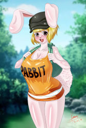 Rule 34 | 1girl, absurdres, areola slip, artist request, bikini, bikini top only, blonde hair, breasts, cape, carrot (one piece), censored, cleavage, eyelashes, fur, gloves, highres, huge breasts, karuro-kun, large breasts, long hair, looking at viewer, medium hair, navel, nipples, one piece, pussy, red eyes, shorts, shoulder pads, solo, swimsuit, white fur