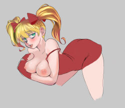 Rule 34 | 1girl, ass, bent over, blonde hair, breasts, breasts out, effie (street fighter), highres, medium breasts, nipples, samutora mike, solo, street fighter