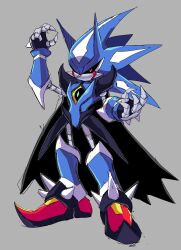 Rule 34 | 1boy, absurdres, black cape, black sclera, cape, character request, claws, colored sclera, cyberlord1109, furry, furry male, highres, metal sonic, neo metal sonic, no humans, no mouth, non-humanoid robot, open hands, red eyes, robot, sonic (series), sonic heroes, sonic the hedgehog (classic)