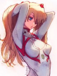 Rule 34 | 1girl, blue eyes, bodysuit, boyaking, breasts, brown hair, dated, evangelion: 3.0+1.0 thrice upon a time, eyepatch, grin, hair ornament, hand in own hair, highres, lips, long hair, looking to the side, neon genesis evangelion, pilot suit, plugsuit, rebuild of evangelion, shiny clothes, skin tight, smile, solo, souryuu asuka langley, tsundere, two side up, very long hair, white bodysuit, wide hips