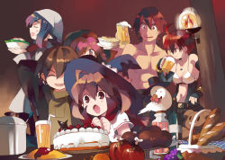Rule 34 | 2boys, 4girls, :o, alcohol, bad id, bad pixiv id, beer, blush, cake, fantasy, food, hat, multiple boys, multiple girls, original, party, pastry, shatiko, witch hat
