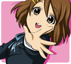 Rule 34 | bad id, bad pixiv id, brown eyes, brown hair, foreshortening, hirasawa yui, k-on!, outstretched arm, outstretched hand, reaching, ruku (ruku 5050), school uniform, short hair, solo