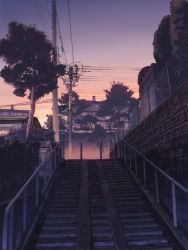 Rule 34 | fo~do, no humans, original, power lines, real world location, scenery, sky, stairs, sunset, tree, twilight