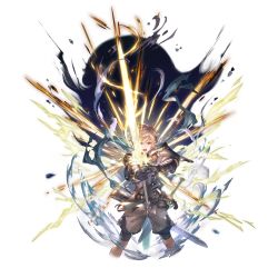 Rule 34 | 1boy, armor, arthur (granblue fantasy), blonde hair, energy sword, full body, granblue fantasy, greaves, holding, holding sword, holding weapon, looking at viewer, male focus, minaba hideo, official art, order of the white dragon uniform, red eyes, shorts, solo, sword, transparent background, weapon