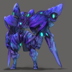 Rule 34 | armor, ganesagi, highres, mecha, no humans, purple theme, robot, simple background, solo