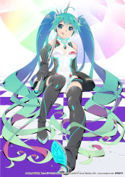 Rule 34 | 1girl, :p, antenna hair, aqua eyes, aqua hair, black footwear, black gloves, boots, checkered floor, copyright name, full body, gloves, goodsmile company, goodsmile racing, hair between eyes, hatsune miku, high heel boots, high heels, holding, leotard, long hair, looking at viewer, official art, on floor, race queen, racing miku, racing miku (2011), sitting, smile, solo, thigh boots, thighhighs, tongue, tongue out, twintails, very long hair, vocaloid, watanabe akio, watermark