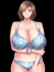 Rule 34 | 1girl, animated, black background, blush, breasts, brown eyes, brown hair, cleavage, closed mouth, completely nude, dark background, game, game cg, highres, huge breasts, looking at viewer, mature female, morino kuma, nude, pubic hair, short hair, simple background, solo, swimsuit, tagme, video