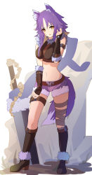Rule 34 | 1girl, absurdres, animal ears, breasts, highres, looking at viewer, makoto (princess connect!), medium breasts, princess connect!, purple hair, solo, tagme, tissuebox (artist), wolf ears, wolf girl, yellow eyes
