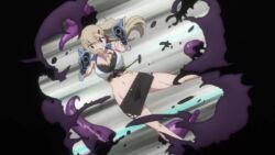 Rule 34 | 2girls, animated, anime screenshot, blonde hair, breasts, cleavage, eden&#039;s zero, highres, homura kogetsu, japanese clothes, large breasts, long hair, midriff, multiple girls, navel, rebecca bluegarden, revealing clothes, screencap, tagme, tentacles, twintails, video