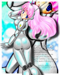 Rule 34 | 1girl, blue eyes, doll joints, high heels, joints, mechanical arms, milk seiki, nude, pink hair, robot, robot joints, robotgirl, single mechanical arm, yukipyon