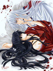 Rule 34 | 2boys, black hair, blood, brothers, incest, inuyasha, jewelry, long hair, male focus, multiple boys, necklace, pointy ears, ribbon, sesshoumaru, siblings, white hair, yaoi