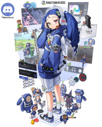 Rule 34 | 1girl, absurdres, air jordan, air jordan 1, among us, amumu, animal crossing, aris (blue archive), artist name, artist self-insert, asymmetrical legwear, bag, big bird (project moon), blue archive, blue hair, blue hoodie, blue shorts, blue theme, breasts, capcom, chrome (browser), chun-li, closed mouth, cookie run, diogenes (getting over it), discord, eighth note, fall guy, fall guys, felyne, final fantasy, final fantasy xiv, from side, full body, genshin impact, getting over it, green eyes, guitar hero, hand in pocket, hand on headset, headset, heterochromia, highres, holding, holding microphone, hood, hood down, hoodie, impostor (among us), isaac (the binding of isaac), jump king, jump king (character), ladder, league of legends, lewis (stardew valley), lobotomy corporation, long hair, looking at viewer, looking to the side, mee6, messenger bag, microphone, minecraft, minion (league of legends), monster hunter (series), mummy, musical note, nike (company), nintendo, overwatch, overwatch 1, parody, pengin pina, poring, prism project, project moon, ragnarok online, red eyes, rinotuna, roblox, ryu (street fighter), shoes, shorts, shoulder bag, slime (genshin impact), small breasts, sneakers, socks, solo, sombra (overwatch), standing, stardew valley, steve (minecraft), street fighter, style parody, the binding of isaac, the sims, villager (animal crossing), virtual youtuber, white bag, white socks, white wings, wings, wumpus