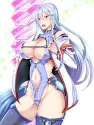 Rule 34 | 1girl, absurdres, blush, breasts, chidorigafuchi aine, formal, highres, large breasts, long hair, masou gakuen hxh, silver hair, solo, standing, suit