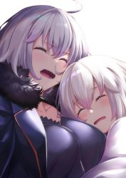 Rule 34 | absurdres, ahoge, bad id, bad twitter id, breasts, closed eyes, coat, dress, fate/grand order, fate (series), fur-trimmed coat, fur trim, hair between eyes, highres, jeanne d&#039;arc (fate), jeanne d&#039;arc alter (fate), jeanne d&#039;arc alter (ver. shinjuku 1999) (fate), jeanne d&#039;arc alter santa lily (fate), kuen (kuennn12), large breasts, official alternate costume, upper body, wicked dragon witch ver. shinjuku 1999