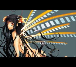 Rule 34 | 00s, 1girl, ass, bent over, black hair, hair ornament, itoshiki rin, letterboxed, long hair, milcho, nude, red eyes, sayonara zetsubou sensei, solo, very long hair, wavy hair, wings