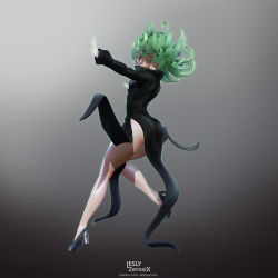 Rule 34 | 1girl, 3d, absurdres, artist name, ass, bad id, bad pixiv id, black dress, black footwear, curly hair, dress, floating, floating clothes, from side, full body, glowing, glowing hand, green eyes, green hair, high heels, highres, leslyzerosix, long sleeves, matching hair/eyes, one-punch man, open hands, outstretched arms, skin tight, solo, tatsumaki, telekinesis, thighs, watermark
