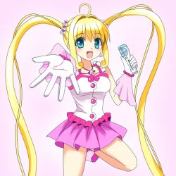 Rule 34 | 00s, bad id, bad pixiv id, blonde hair, blue eyes, foreshortening, gloves, idol, jewelry, long hair, mermaid melody pichi pichi pitch, microphone, miru, nanami lucia, necklace, solo, twintails