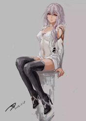Rule 34 | 10s, 1girl, bad id, bad pixiv id, bare shoulders, black footwear, black thighhighs, boots, breasts, cleavage, detached sleeves, guilty crown, hair ornament, hairclip, high heels, highres, ittou, looking at viewer, pink hair, red eyes, sitting, solo, thigh boots, thighhighs, yiidao, yuzuriha inori