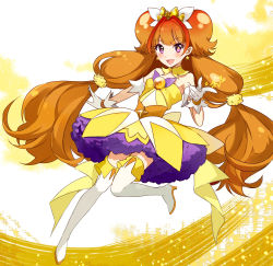 Rule 34 | 1girl, absurdres, aki (mare desiderii), amanogawa kirara, bare shoulders, boots, brown hair, cure twinkle, detached collar, earrings, full body, gloves, go! princess precure, highres, jewelry, long hair, low-tied long hair, magical girl, multicolored hair, precure, purple eyes, quad tails, red hair, skirt, smile, solo, star-shaped pupils, star (symbol), star earrings, streaked hair, symbol-shaped pupils, thigh boots, thighhighs, twintails, two-tone hair, very long hair, white footwear, white thighhighs