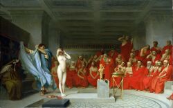Rule 34 | 1girl, 6+boys, ancient greek clothes, beard, blue robe, breasts, brown hair, clothed male nude female, completely nude, covering face, facial hair, greco-roman clothes, grey hair, hand on own head, hands up, headband, highres, indoors, jean-leon gerome, jewelry, long beard, looking at another, multiple boys, navel, necklace, nipples, nude, pectorals, real life, red hair, red robe, robe, sandals, short hair, single bare shoulder, sitting, small breasts, standing, statue, surprised, traditional media, unworn clothes, white hair, white headband