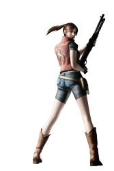 Rule 34 | 1girl, absurdres, belt, boots, capcom, claire redfield, gun, highres, resident evil, resident evil: operation raccoon city, weapon