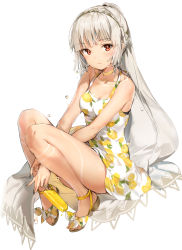 Rule 34 | 10s, 1girl, altera (fate), alternate costume, alternate hairstyle, anmi, breasts, dark-skinned female, dark skin, fate/extella, fate/extra, fate (series), food, full body, grey hair, highres, ice cream, long hair, looking at viewer, simple background, sitting, sleeveless, small breasts, solo, white background