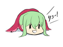 Rule 34 | 1girl, aishuu hebiko, artist request, chibi, green hair, jack-o&#039; challenge, long hair, meme, octopus girl, parody, simple background, smile, solo, stretching, taimanin (series), taimanin rpgx, tentacles, thighlet, top-down bottom-up, translation request, what, white background