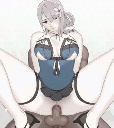 Rule 34 | 1boy, 1girl, anal, animated, animated gif, anus, blush, bouncing breasts, breasts, clothed female nude male, grey hair, hetero, high heels, kaine (nier), large breasts, lingerie, looping animation, lunar tear, negligee, nier, nier (series), nier (brother), no panties, nude, paid reward available, penis, pussy, reverse upright straddle, sex, sex from behind, spread legs, teemu taiga, underwear