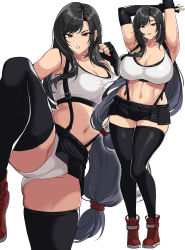 Rule 34 | 1girl, black hair, breasts, cleavage, final fantasy, final fantasy vii, final fantasy vii remake, hella p, highres, large breasts, long hair, parted lips, red eyes, square enix, tifa lockhart, very long hair