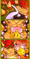 Rule 34 | bowser, comic, commentary, english commentary, highres, male focus, mario (series), lava, nintendo, red hair, sindraws, super crown, the lord of the rings, tolkien&#039;s legendarium, tolkien's legendarium