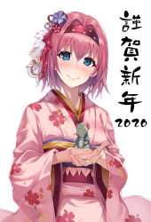 Rule 34 | 1girl, blue eyes, blush, highres, japanese clothes, kimono, pink hair, princess connect!, rumeha (aormsj22), tagme, yui (princess connect!)