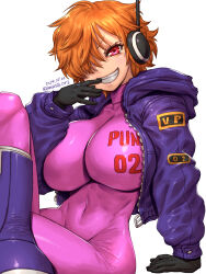 Rule 34 | 1girl, breasts, jacket, large breasts, one piece, short hair, solo, vegapunk lilith