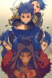 Rule 34 | &gt; &lt;, 1other, 5boys, :d, abs, angry, asymmetrical bangs, blue hair, bodypaint, bodysuit, character name, child, closed mouth, cu chulainn (caster) (fate), cu chulainn (fate), cu chulainn (fate) (all), cu chulainn (fate/prototype), cu chulainn (fate/stay night), cu chulainn alter (fate), cu chulainn alter (fate/grand order), dark blue hair, dark persona, dog, earrings, echo (circa), facepaint, fang, fate/grand order, fate/grand order arcade, fate/stay night, fate (series), grin, hands on shoulders, hood, hood up, hug, hug from behind, jewelry, lancer, long hair, looking at another, male focus, multiple boys, multiple persona, muscular, muscular child, muscular male, open mouth, pectorals, ponytail, puppy, red eyes, setanta (fate), sharp teeth, skin tight, smile, spiked hair, tan, teeth, topless male, xd