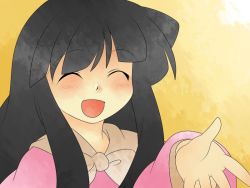 Rule 34 | 1girl, ^ ^, bad id, bad pixiv id, black hair, bow, close-up, closed eyes, comic, closed eyes, female focus, hammer (sunset beach), houraisan kaguya, long hair, open mouth, silent comic, smile, solo, touhou