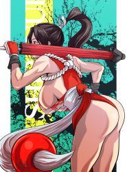 Rule 34 | 1girl, ass, breasts, fatal fury, highres, large breasts, long hair, ponytail, shiranui mai, solo