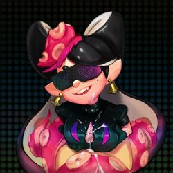 Rule 34 | 1girl, alternate costume, black gloves, breasts, breasts squeezed together, callie (splatoon), cleavage, cleavage cutout, clothing cutout, collar, cum, cum on body, cum on breasts, cum on upper body, earrings, facial, fangs, food, food-themed earrings, food on head, glasses, gloves, head tilt, hetero, inkling, jewelry, large breasts, long hair, mind control, mole, mole under eye, nintendo, object on head, opaque glasses, paizuri, paizuri under clothes, penis, pink-tinted eyewear, pink-tinted glasses, pointy ears, pov, purple-tinted eyewear, purple-tinted glasses, solo focus, splatoon (series), splatoon 2, studded collar, sunglasses, tech control, tentacle hair, tentacles, thick eyebrows, thirnz, tinted eyewear, visor