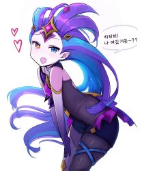 Rule 34 | 1girl, alternate costume, alternate hair color, elbow gloves, gloves, glowing, glowing eye, highres, league of legends, long hair, magical girl, purple hair, star (symbol), star guardian (league of legends), star guardian zoe, thighhighs, translation request, very long hair, zoe (league of legends)