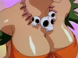 Rule 34 | 1990s (style), 1girl, animated, animated gif, bare shoulders, bouncing breasts, breasts, cleavage, close-up, female focus, head out of frame, huge breasts, jewelry, jungle de ikou, mii (jungle de ikou), necklace, solo