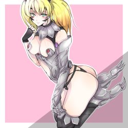 Rule 34 | 10s, 1girl, armor, ass, bikini armor, blonde hair, breasts, curvy, elina (queen&#039;s blade), female focus, haizakura, large breasts, panties, queen&#039;s blade, queen&#039;s blade rebellion, shiny skin, short twintails, thong, twintails, underwear