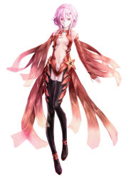 Rule 34 | 10s, 1girl, bad id, bad pixiv id, breasts, center opening, cleavage, detached sleeves, fingerless gloves, gloves, guilty crown, hand on own chest, highres, hongchajun, leotard, medium breasts, navel, pink eyes, pink hair, red leotard, short hair, simple background, smile, solo, thighhighs, twintails, white background, yuzuriha inori