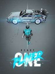 Rule 34 | 1boy, akira (manga), artist request, back to the future, car, damaged, delorean, energy, from above, glowing, kaneda shoutarou (akira), logo, mmorpg, motor vehicle, movie poster, parody, parzival, pixels, ready player one, science fiction, style parody, time machine, vest, video game, wade owen watts, walking