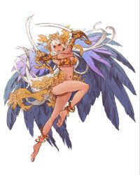Rule 34 | 1girl, anklet, armor, bangle, bare shoulders, barefoot, bikini, bikini top only, bracelet, breasts, cape, cleavage, crossed arms, dual wielding, eyeshadow, feathers, full body, hair ornament, headpiece, highres, holding, jewelry, large breasts, leg up, lips, long hair, makeup, minaba hideo, navel, necklace, official art, pink eyes, saber (weapon), sheena (terra battle), solo, swimsuit, sword, terra battle, transparent background, underboob, very long hair, warrior, weapon, white hair, x arms