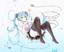 Rule 34 | 1girl, aqua hair, green eyes, hatsune miku, highres, long hair, looking at viewer, necktie, panties, skirt, solo, striped clothes, striped panties, thighhighs, tranquillity650, twintails, underwear, very long hair, vocaloid