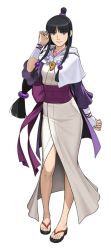 Rule 34 | 1girl, maya fey, black hair, capcom, feet, ace attorney, phoenix wright: ace attorney - spirit of justice, japanese clothes, official art, sandals, solo, toes